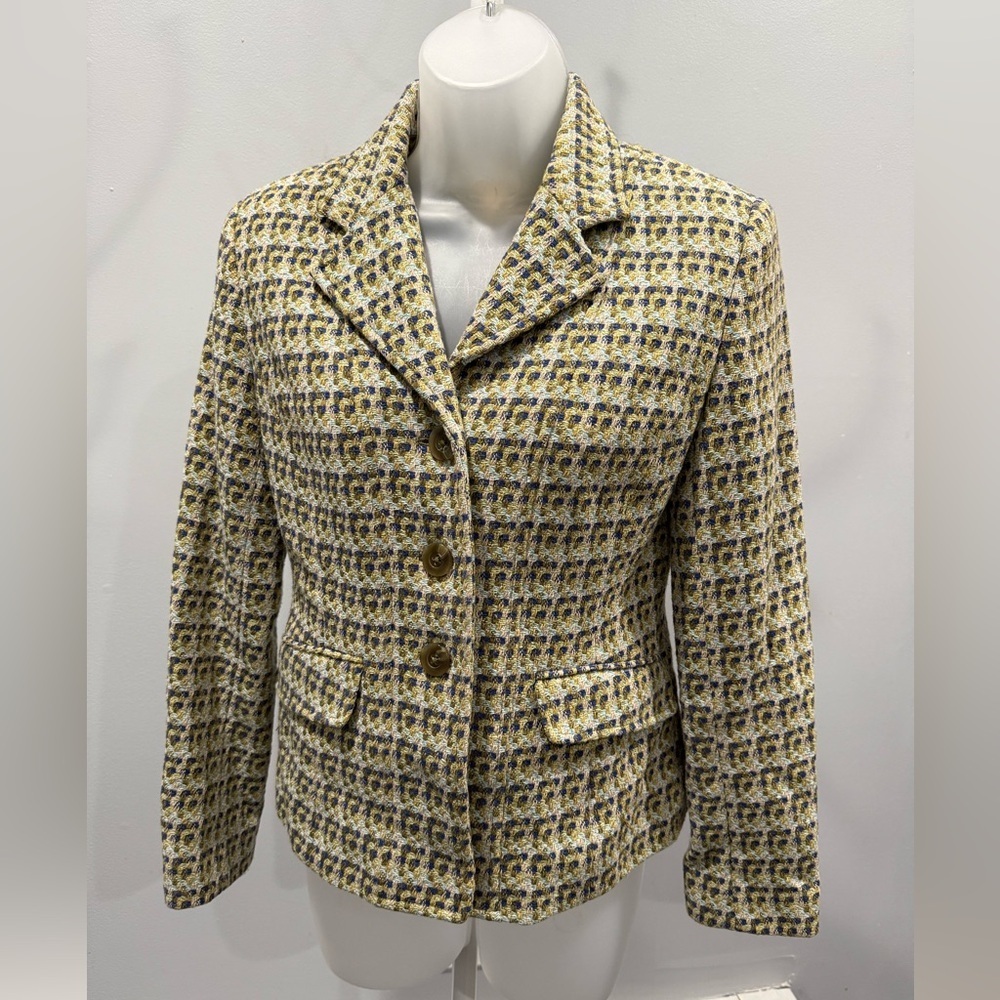 Talbots Petites vintage Y2K Tweed Blazer Jacket Sz 2P Classic MultiColor Woven